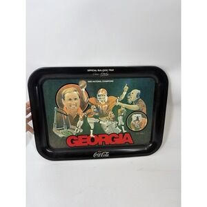 Vintage 1980 Georgia Bulldogs Coca Cola Vince Dooley Tray ~ National Champions ~